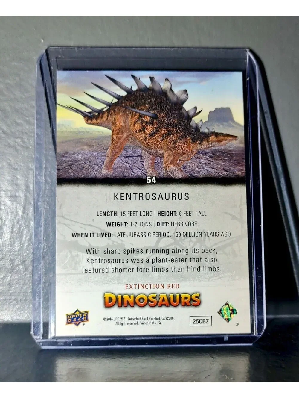 2015 Upper Deck Dinosaurs Kentrosaurus Extinction Red Parallel #54 Card